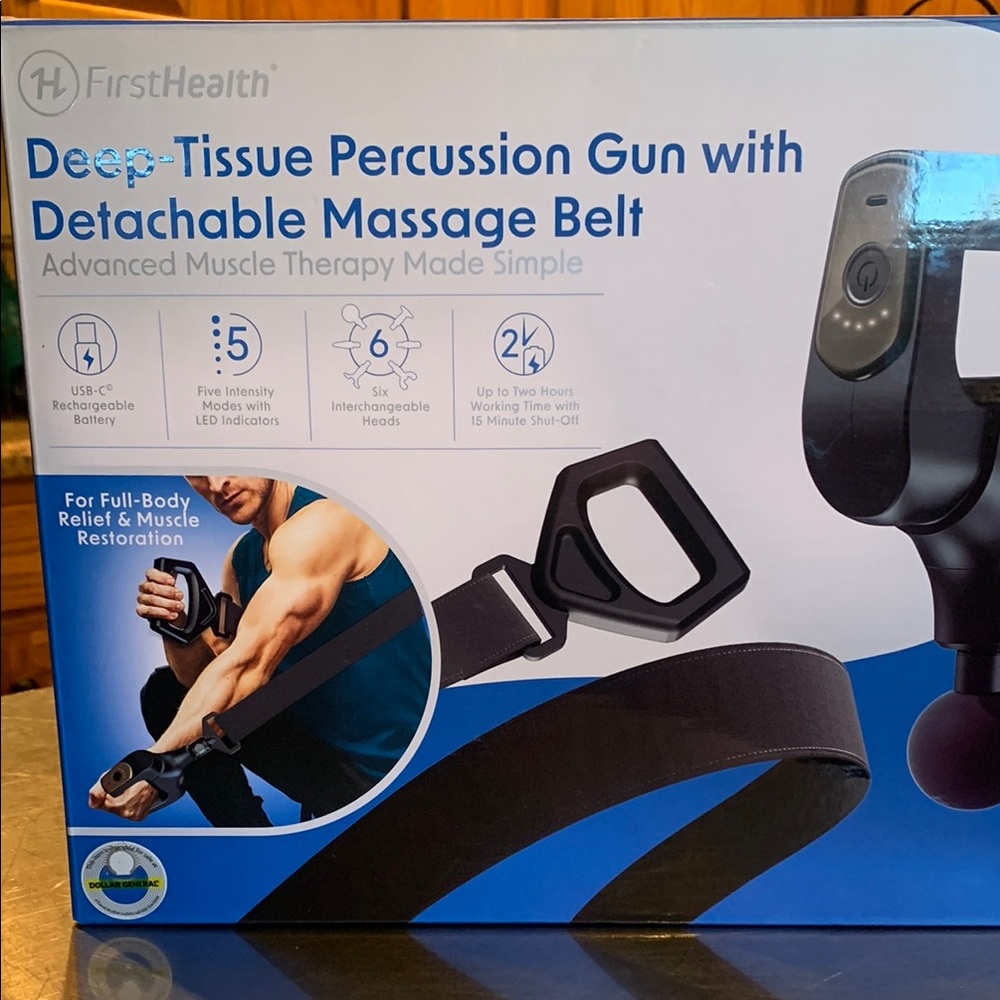 Deep-Tissue Percussion Gun with Detachable Massage Belt - Black